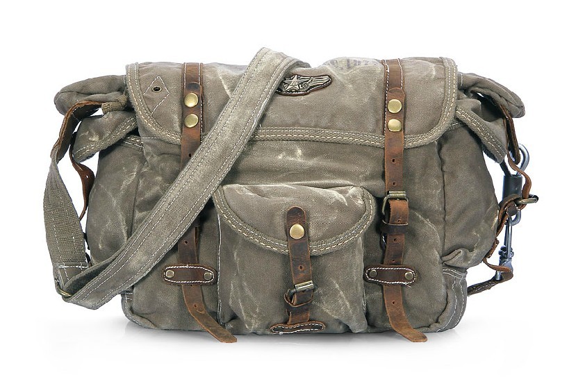 Canvas leather messenger bag, messenger bags for men canvas - YEPBAG