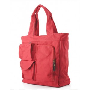 red canvas tote with zipper