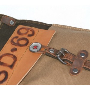 khaki small canvas messenger bag