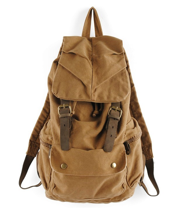 Leather and canvas backpack, mens backpack - YEPBAG