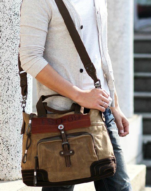 Canvas shoulder bag popular design color, canvas satchel bag for men ...